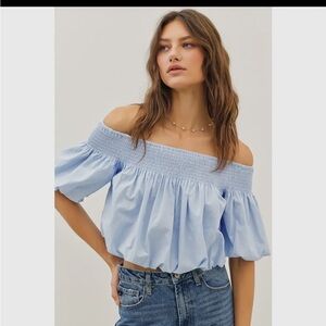 Off-Shoulder Light Blue Women's Top